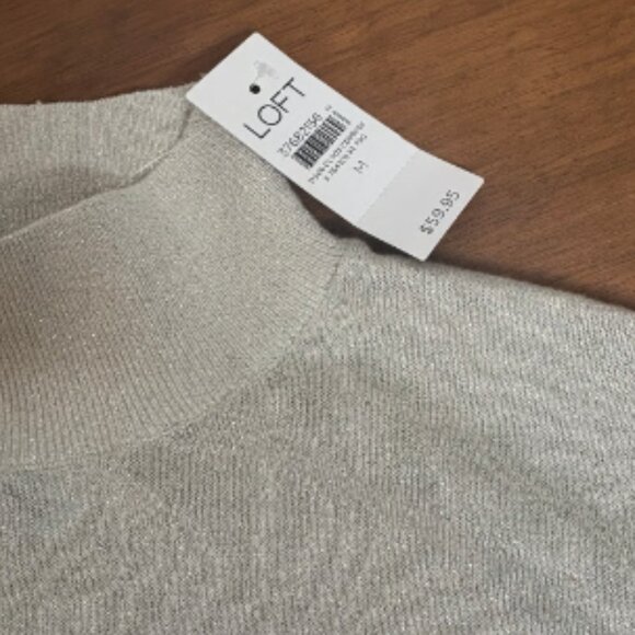 ANN TAYLOR LOFT SHIMMER MOCK NECK SWEATER SEMI SHEER POPCORN NWT M - Picture 13 of 13